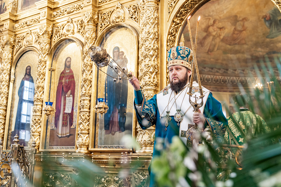 Архиерейское богослужение в Неделю ваий в Троицком кафедральном соборе