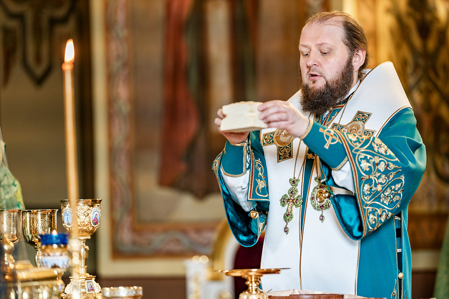 Архиерейское богослужение в Неделю ваий в Троицком кафедральном соборе
